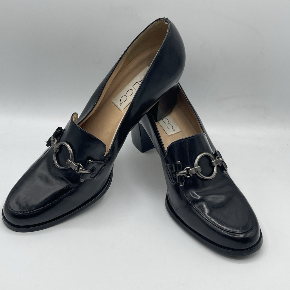 Vintage Y2K Women's LEATHER Calico Oxford Slip On Loafer Shoes Chunky Heel 10 M